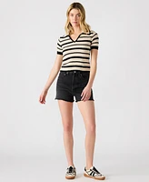 Steve Madden Women's Striped Short-Sleeve Sweater
