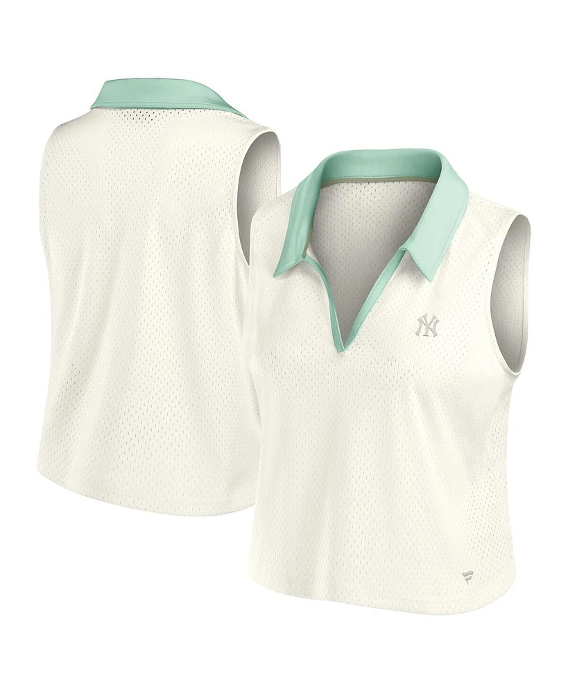 Fanatics Women's Cream New York Yankees Studio Wellness V-Neck Tank Top