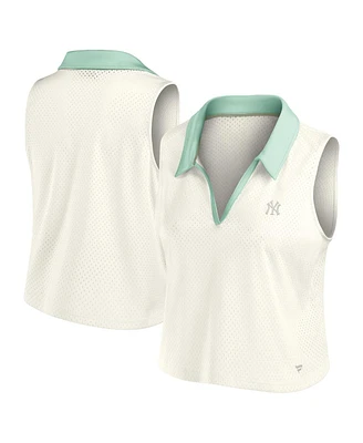 Fanatics Women's Cream New York Yankees Studio Wellness V-Neck Tank Top