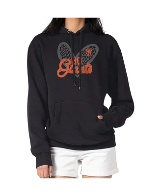 G-iii 4Her by Carl Banks Women's Black San Francisco Giants Leopard Heart Pullover Hoodie