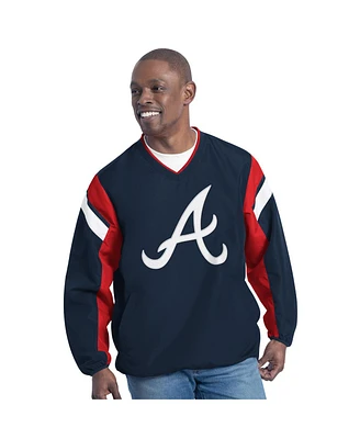 G-iii Sports by Carl Banks Men's Navy Atlanta Braves Double Coverage V-Neck Pullover Hoodie