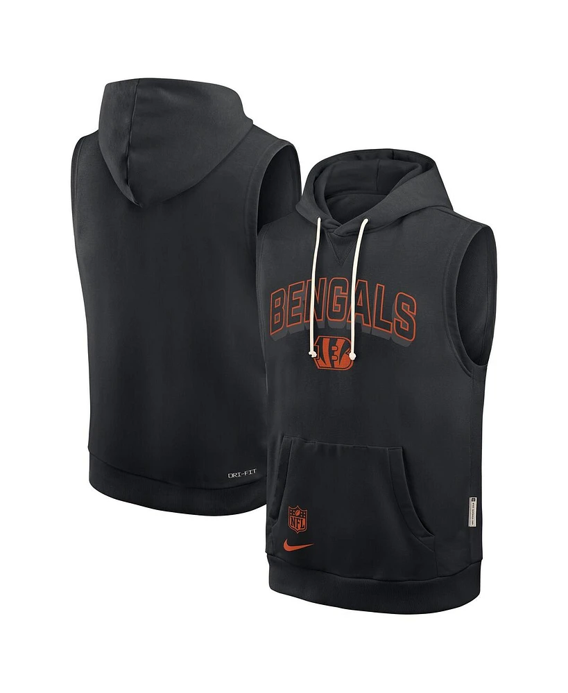 Nike Men's Black Cincinnati Bengals Sideline Performance Sleeveless Pullover Hoodie
