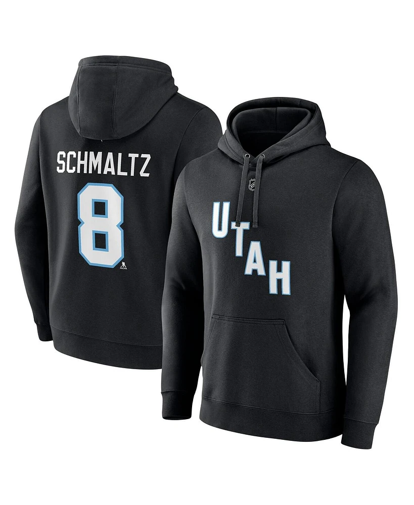 Fanatics Men's Nick Schmaltz Black Nhl Utah Authentic Stack Name Number Tri-Blend Pullover Hoodie