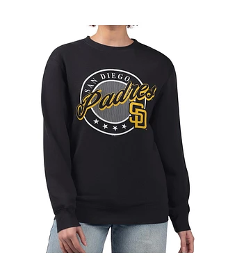 G-iii 4Her by Carl Banks Women's Black San Diego Padres Pinstripe Circle Team Fleece Pullover Sweatshirt