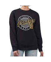 G-iii 4Her by Carl Banks Women's Black San Diego Padres Pinstripe Circle Team Fleece Pullover Sweatshirt