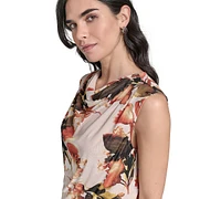 Calvin Klein Petite Floral-Print Mesh Blouse