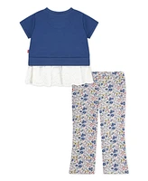 Levi's Toddler Girls 2-Piece Eyelet Crewneck Top and Flared Leggings Set