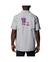 Columbia Men's Gray Lsu Tigers Pfg Slack Tide Omni-Shade Button-Up Camp Shirt