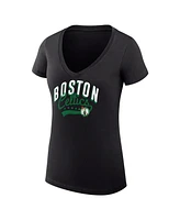G-iii 4Her by Carl Banks Women's Black Boston Celtics Filigree Logo V-Neck Fitted T-Shirt