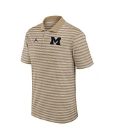 Jordan Men's Tan/White Michigan Wolverines Primetime Victory Striped Polo Shirt