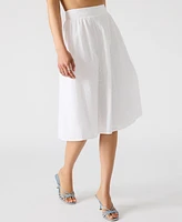 Steve Madden Women's Cotton Embroidered Midi Skirt