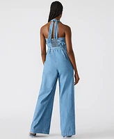 Steve Madden Women's Artie Denim Halter Jumpsuit