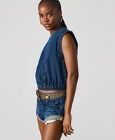 Steve Madden Women's Sleeveless Denim Leila Top