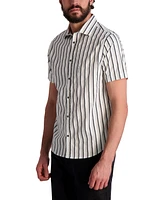 Karl Lagerfeld Paris Men's Short Sleeve Striped Button-Front Shirt