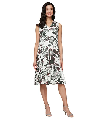Sl Fashions Women's Printed Sleeveless Dress