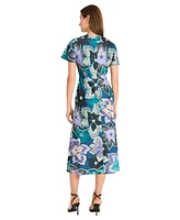 Maggy London Women's Short-Sleeve Charmeuse Midi Dress