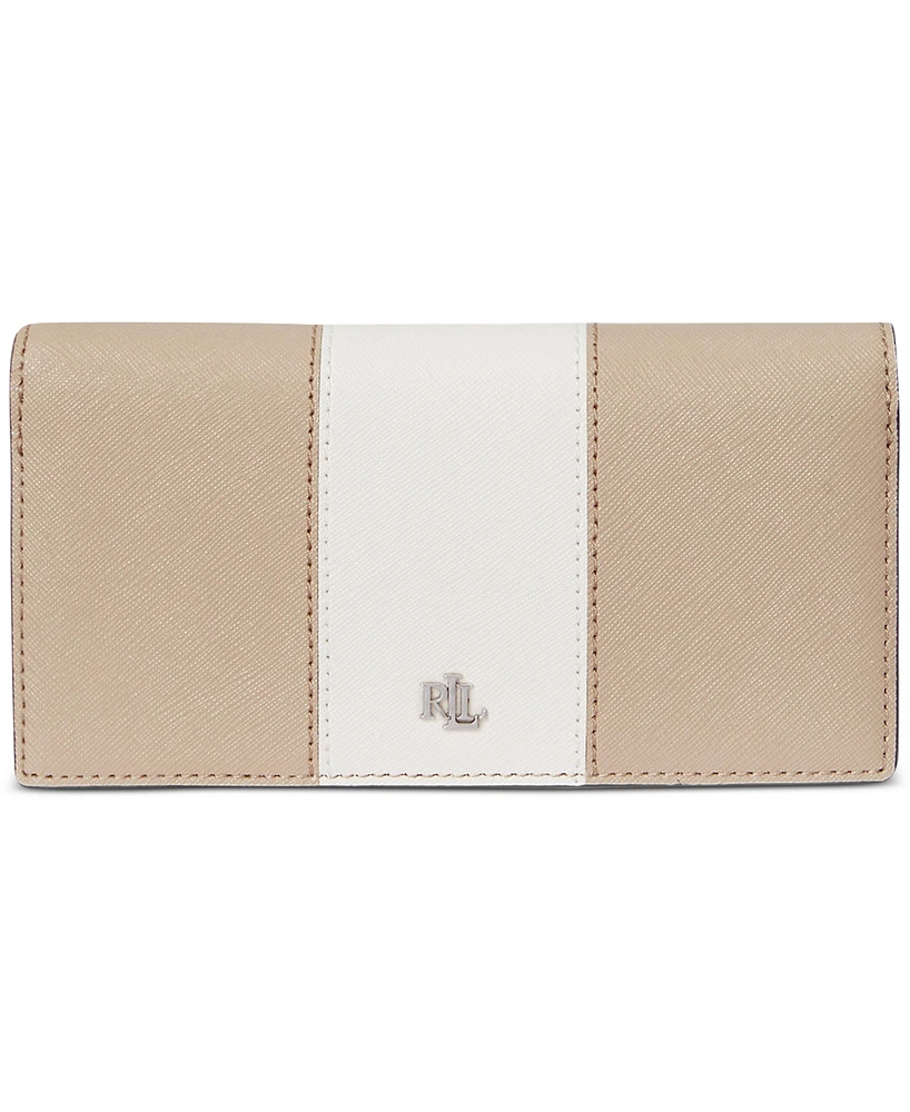 Lauren Ralph Lauren Crosshatch Leather Slim Snapped-Closure Wallet