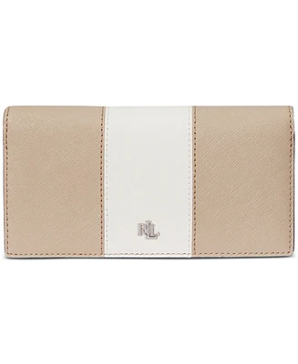 Lauren Ralph Lauren Crosshatch Leather Slim Snapped-Closure Wallet