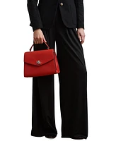 Lauren Ralph Crosshatch Leather Large Farrah Satchel