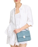 kate spade new york Deco Denim Chain Leather Shoulder Bag