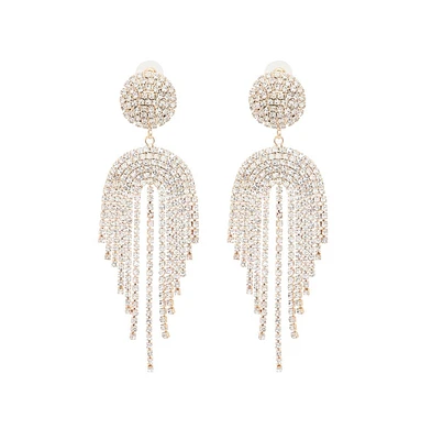 Sohi Women's Silver Bling Cluster Drop Earrings