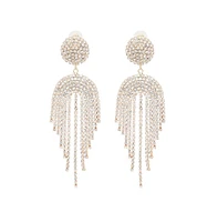 Sohi Women's Silver Bling Cluster Drop Earrings