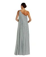 Mac Duggal Women's One Shoulder Embellished Trapeze A Line Gown