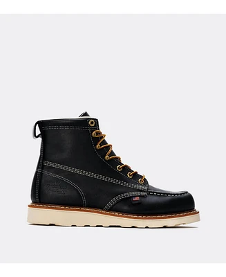 American Heritage 6" Black Moc Toe Work Boots for Men