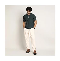 Campus Sutra Men's Sacramento Green Seamless Solid Polo T-Shirt