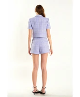 endless rose Women's High Waist Tweed Shorts
