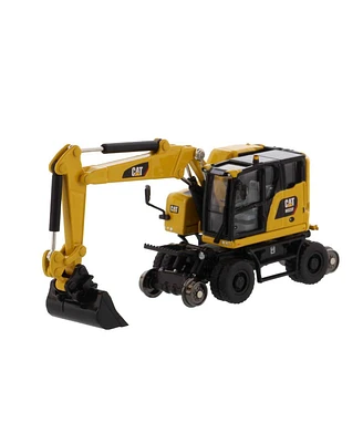 Cat Caterpiller M323F Railroad Wheeled Excavator with 3 Accessories High Line Series 1/87 Scale Diecast Model by Diecast Masters