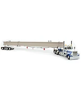 First Gear Dcp 1/64 White/Blue Peterbilt 389 w/ Ermc Hydra-Steer Trailer & Bridge Beam Load