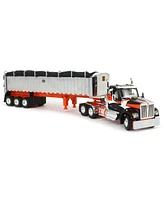 First Gear Dcp 1/64 Black and Orange Kenworth W990 with Chrome Mac Coal End Dump Trailer