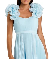 Mac Duggal Women's Pleated Organza Gown With Ruffle Straps