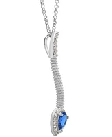 Blue Spinel (1/4 ct. t.w.) & Lab Grown White Sapphire (1/2 ct. t.w.) Snake 18" Pendant Necklace in Sterling Silver