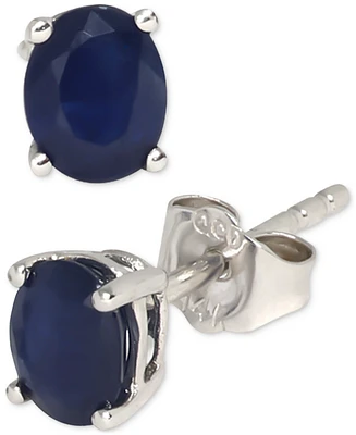 Sapphire Oval Solitaire Stud Earrings (7/8 ct. t.w.) in 14k White Gold
