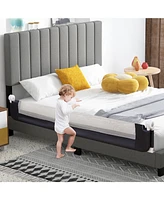 Slickblue Kids Swing-Down Foldable Bed Rail Guard with Safety Strap Adjustable