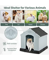 Dog House for Small Dogs Waterproof Plastic with Elevated Floor