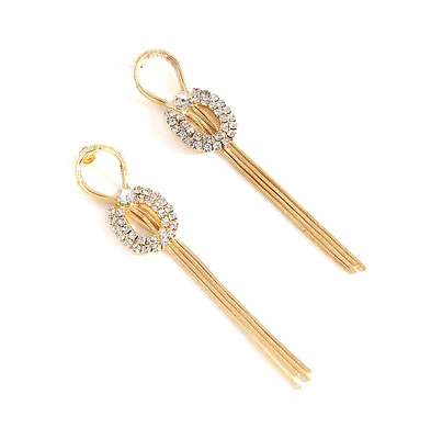 Sohi Women's Gold Embellished Chain Drop Earrings