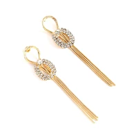 Sohi Women's Gold Embellished Chain Drop Earrings