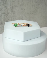 Lab Grown Multicolor Sapphire Thin Ring (5/8 ct. t.w.) in 14k Gold over Sterling Silver