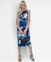 Dkny Women's Floral-Print Twisted-Waist Midi Dress