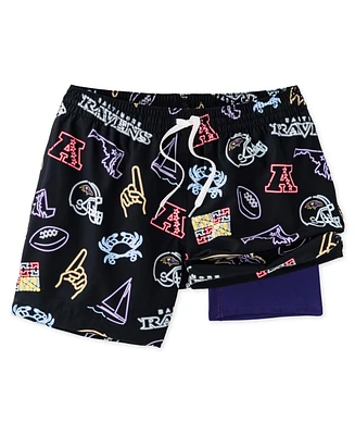 Chubbies Men's 5.5" Black Baltimore Ravens The Neon Lined Classic Swim Trunks