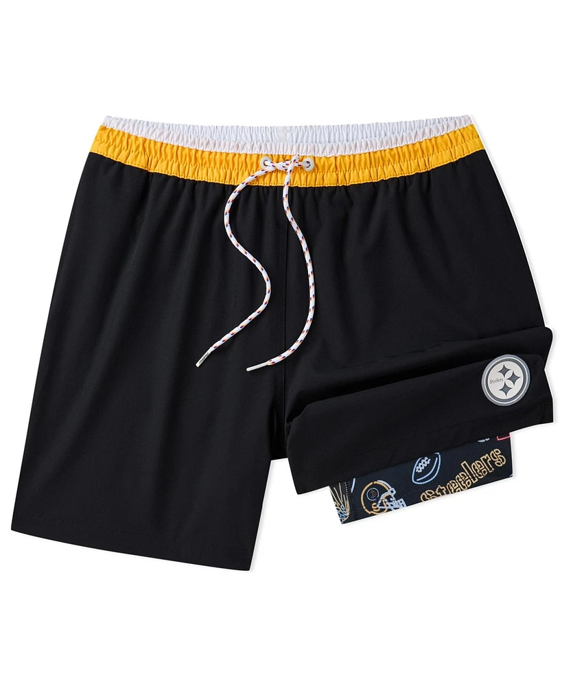 Chubbies Men's 5.5" Black Pittsburgh Steelers Lined Classic Swim Trunks