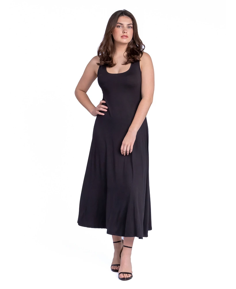 24seven Comfort Apparel Petite Slim Fit A-Line Sleeveless Maxi Dress