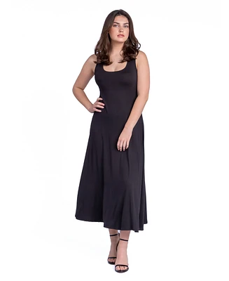 24seven Comfort Apparel Petite Slim Fit A-Line Sleeveless Maxi Dress