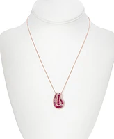 Effy Ruby (2-1/3 ct. t.w.) & Diamond (3/8 ct. t.w.) Swirl 18" Pendant Necklace in 14k Rose Gold