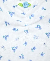 Max & Olivia Big Girls Pointelle with Lace Floral-Print Shorts Pajama Set
