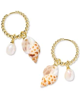 Kendra Scott Gold-Tone Oleana Spotted Shell Huggie Drop Earrings