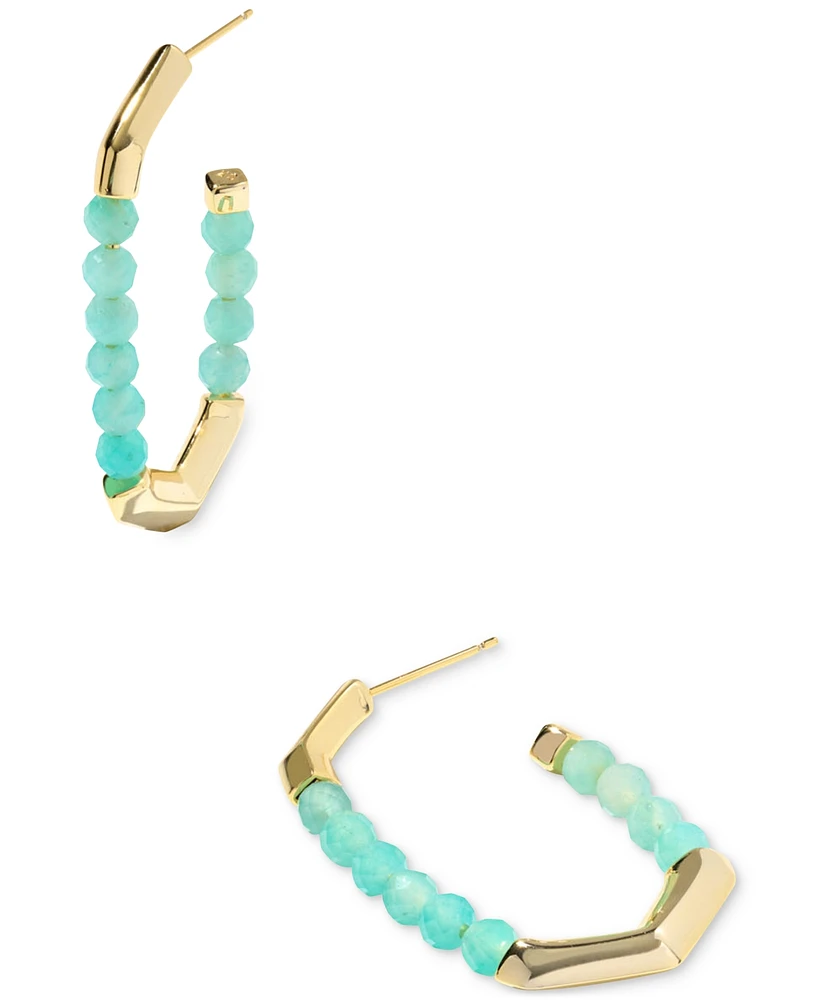 Kendra Scott Gold-Tone Sylvia Teal Beaded Medium Hoop Earrings, 1.59"